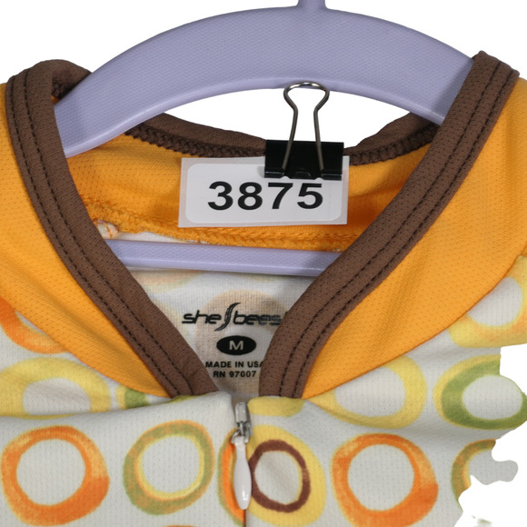 She Beest Orange Cycle Top Womens Medium Tee Shirt Active 1/2 Zip Bike Pockets - Picture 14 of 14